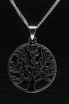 Zilveren Levensboom ketting hanger - rond