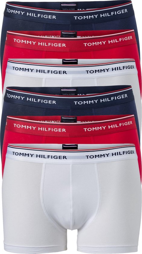 Tommy Hilfiger trunks (2x 3-pack) - heren boxers normale lengte - rood -  wit en blauw... | bol.com