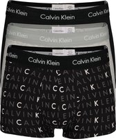Calvin Klein low rise trunks (3-pack) - lage heren boxers kort - zwart - grijs en logoprint -  Maat: S