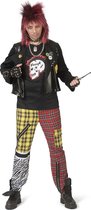 Funny Fashion - Punk & Rock Kostuum - Luidruchtige Punk Sid - Man - Rood, Geel, Zwart - Maat 48-50 - Carnavalskleding - Verkleedkleding