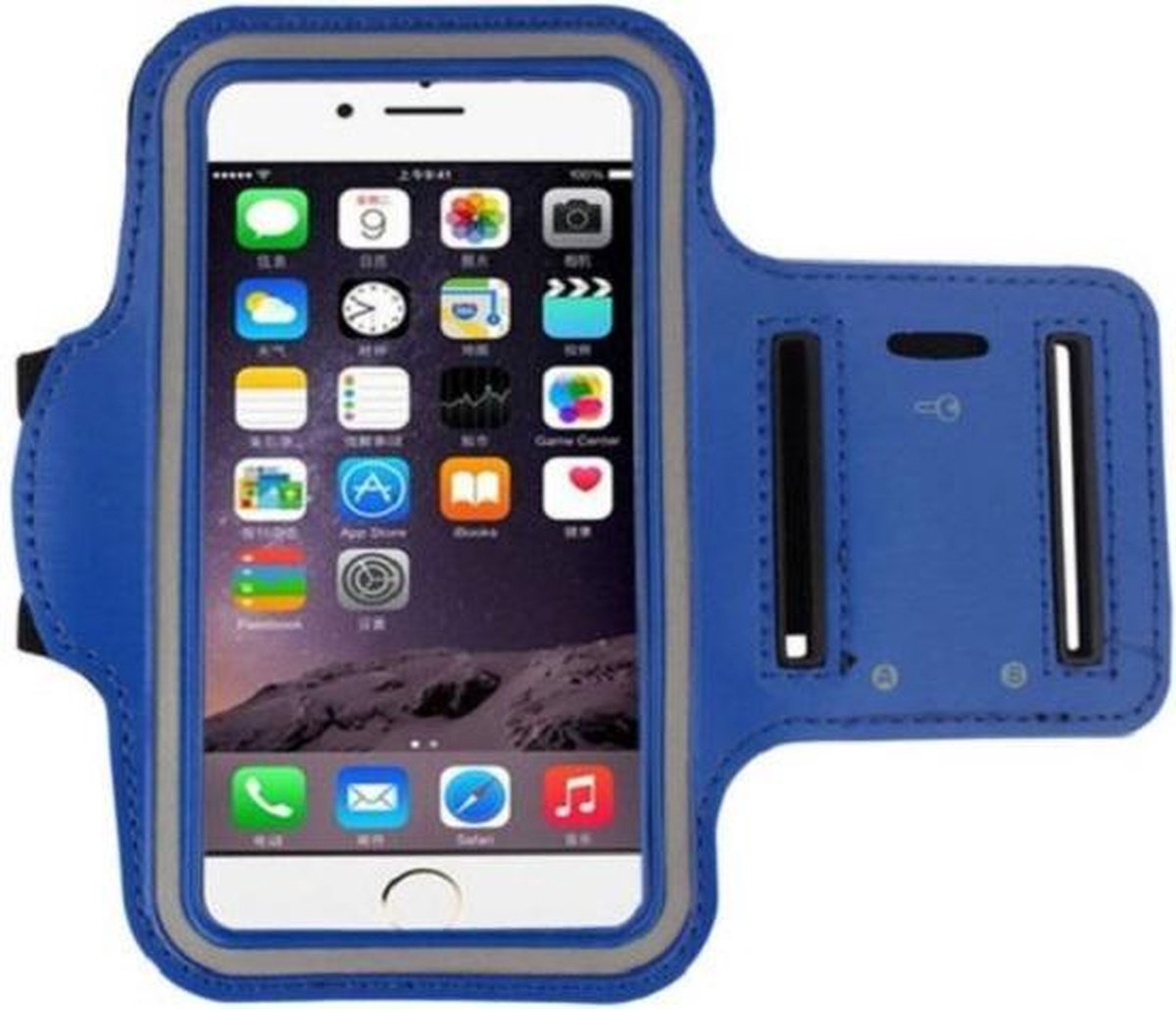 Sport Armband - Universeel - Verstelbaar - Hardlooparmband - Spatwaterdicht - Bescherming - Lichtgewicht - 78 x 150 mm (4,7 inch) - Blauw