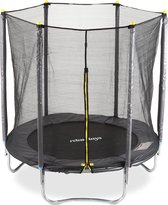 Relaxdays 2-delige trampoline met veiligheidsnet - 183 cm - tot 150 kg - grijs