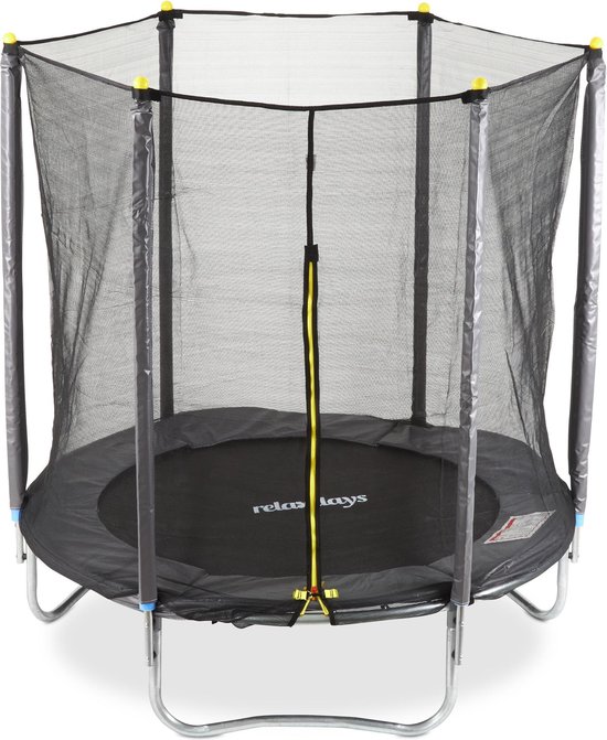 Plicht klink diameter Relaxdays 2-delige trampoline met veiligheidsnet - 183 cm - tot 150 kg -  grijs | bol.com