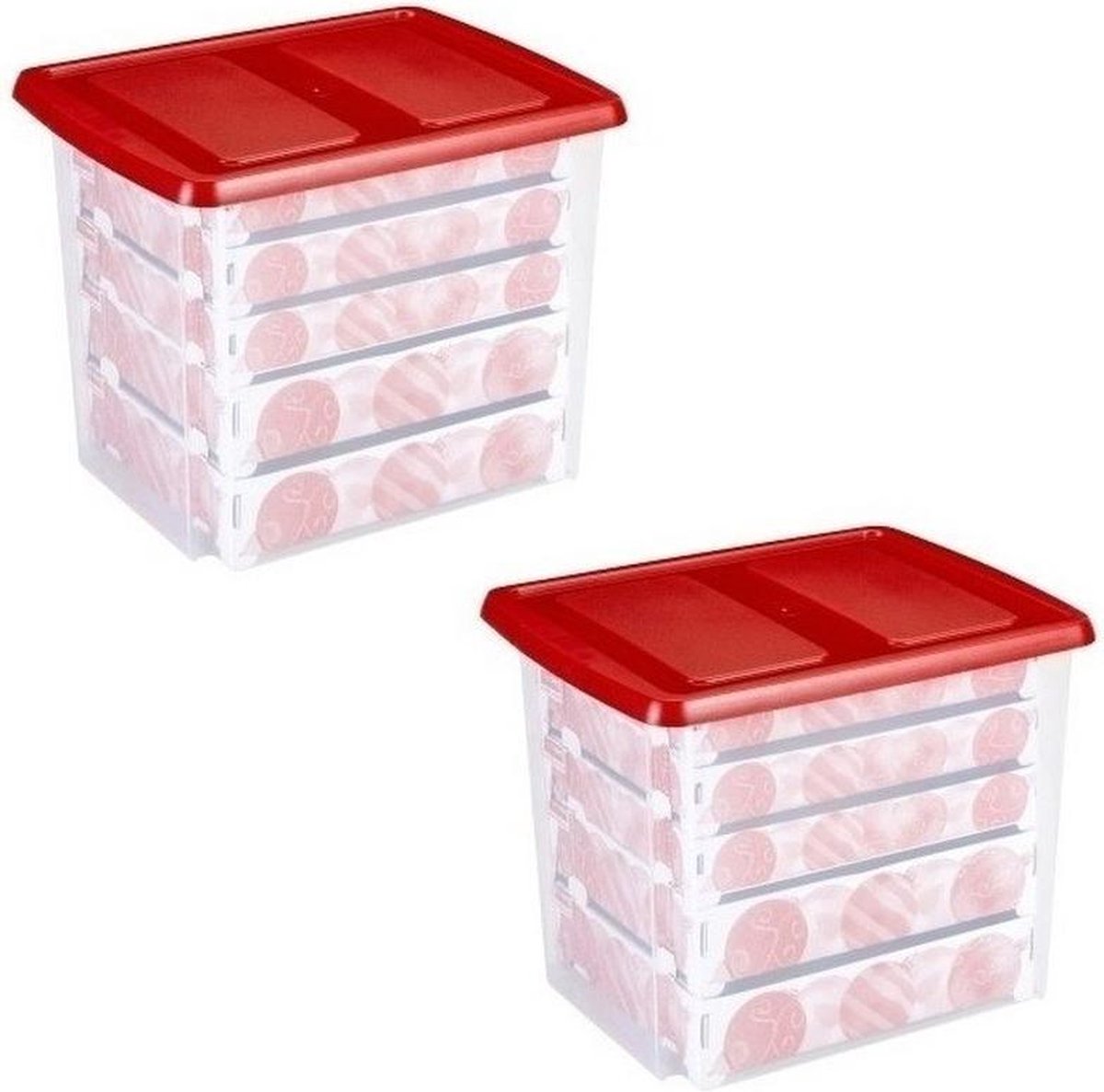 2x Kerstballen opruimen opbergboxen 45 liter Kerstballen opruimen