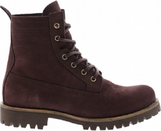 Blackstone dames bordo nubuck veterboots met vacht bol