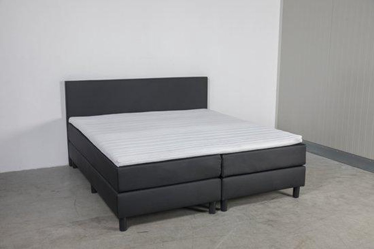 Lina Dreams Boxspring Bravo - 80 x 200 cm - Luxe Pocketvering - Skai Zwart - Inclusief Topmatras - 1-Persoons