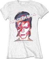 David Bowie Dames Tshirt -XL- Aladdin Sane Wit