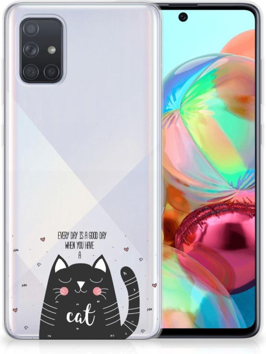 Samsung Galaxy A71 Telefoonhoesje met Naam Cat Good Day