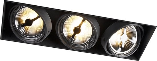 QAZQA Inbouwspot zwart AR111 trimless 3-lichts - Oneon