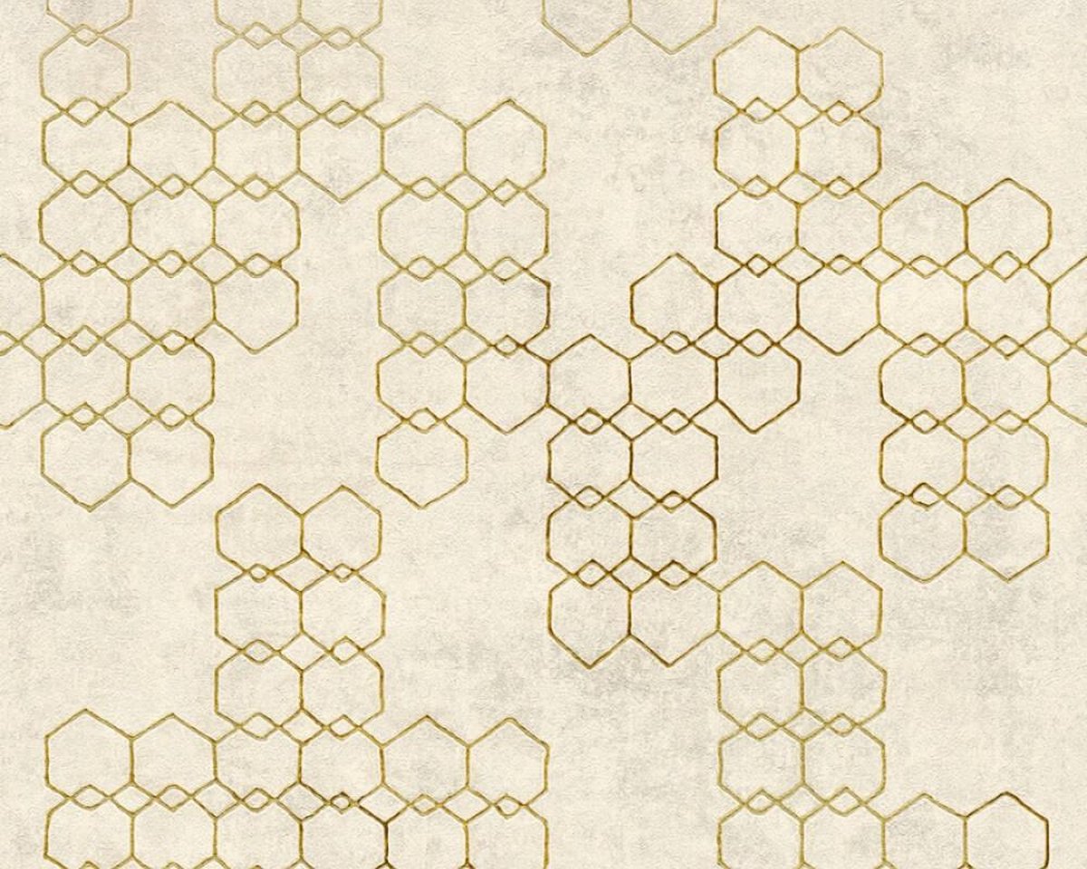 thumbnail: Zelfklevende Rand Beige Goud Meander - A.S. Création 383938 - 5m X 10cm - Metallic Look