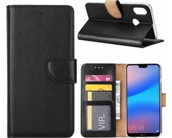 Huawei P Smart (2019) telefoon hoesje met pasjeshouder Zwart - van Bixb