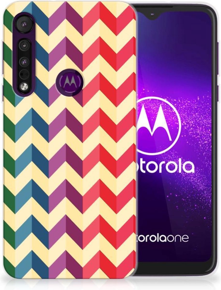 Motorola One Macro TPU bumper Zigzag Multi Color