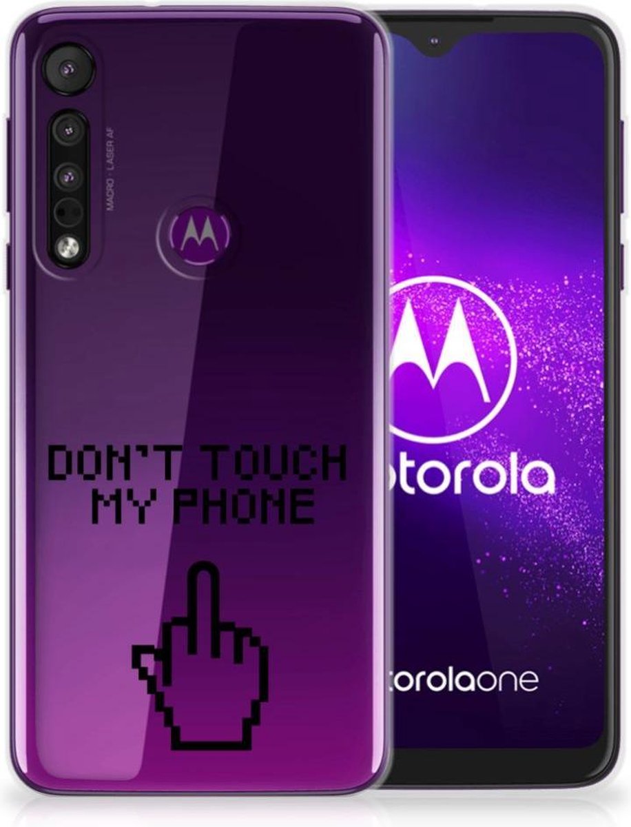 Motorola One Macro Silicone-hoesje Finger Don't Touch My Phone