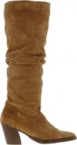 Tango | Ella oblique 14-a high cognac suede wrinkle boot - middle wood heel/sole | Maat: 40