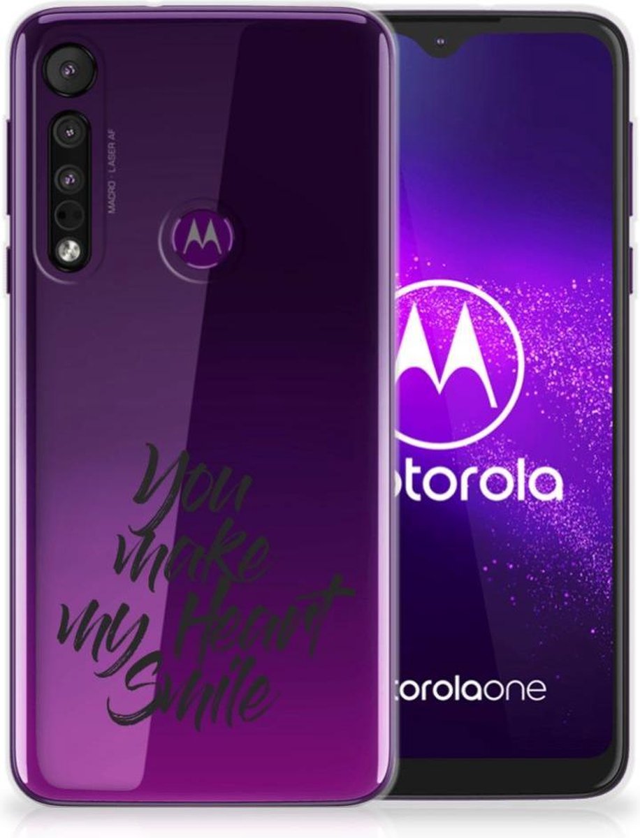 Motorola One Macro Siliconen hoesje met naam Heart Smile
