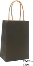 Dielay - Cadeautas - Giftbag Papier - Set van 12 Stuks - 17x12 cm - Donkerbruin
