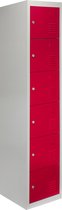 Lockerkast Metaal - Zesdeurs - 38cm(b)x45cm(d)x180cm(h) - Rood- Ventilatie - Kant en klaar - 2 GRATIS magneten - 2 Sleutels per slot - lockers kluisjes