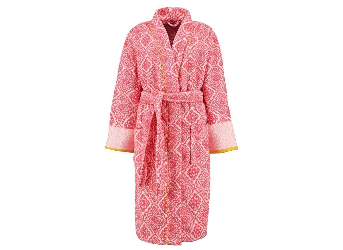 Pip Studio Jacquard Check - Badjas - S - Donker roze