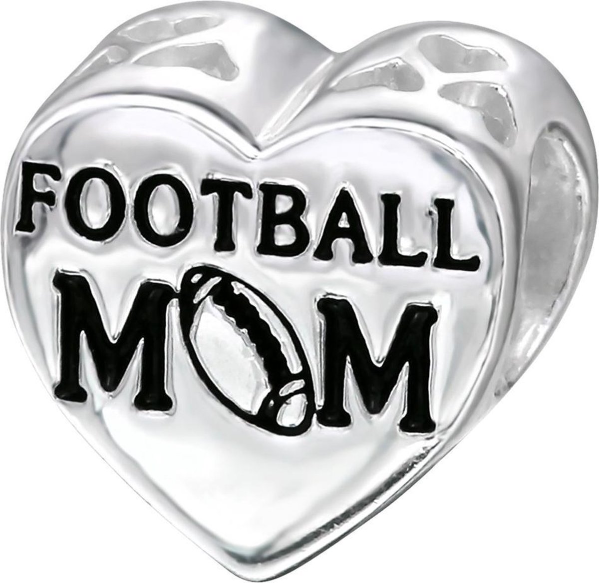 Hart Football mom bedel | Zilverana | geschikt voor Biagi , Pandora , Trollbeads armband | 925 zilver