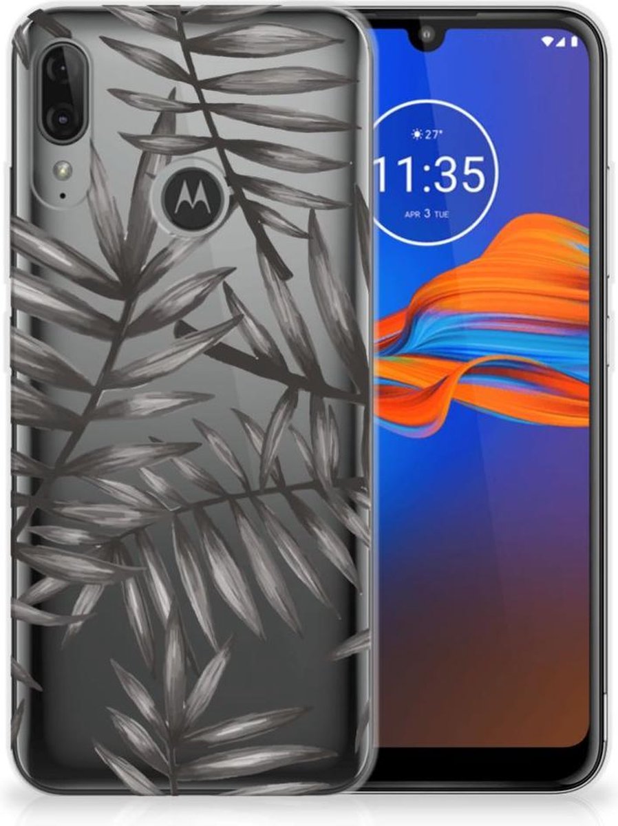 TPU Hoesje voor Motorola Moto E6 Plus TPU Case Leaves Grey
