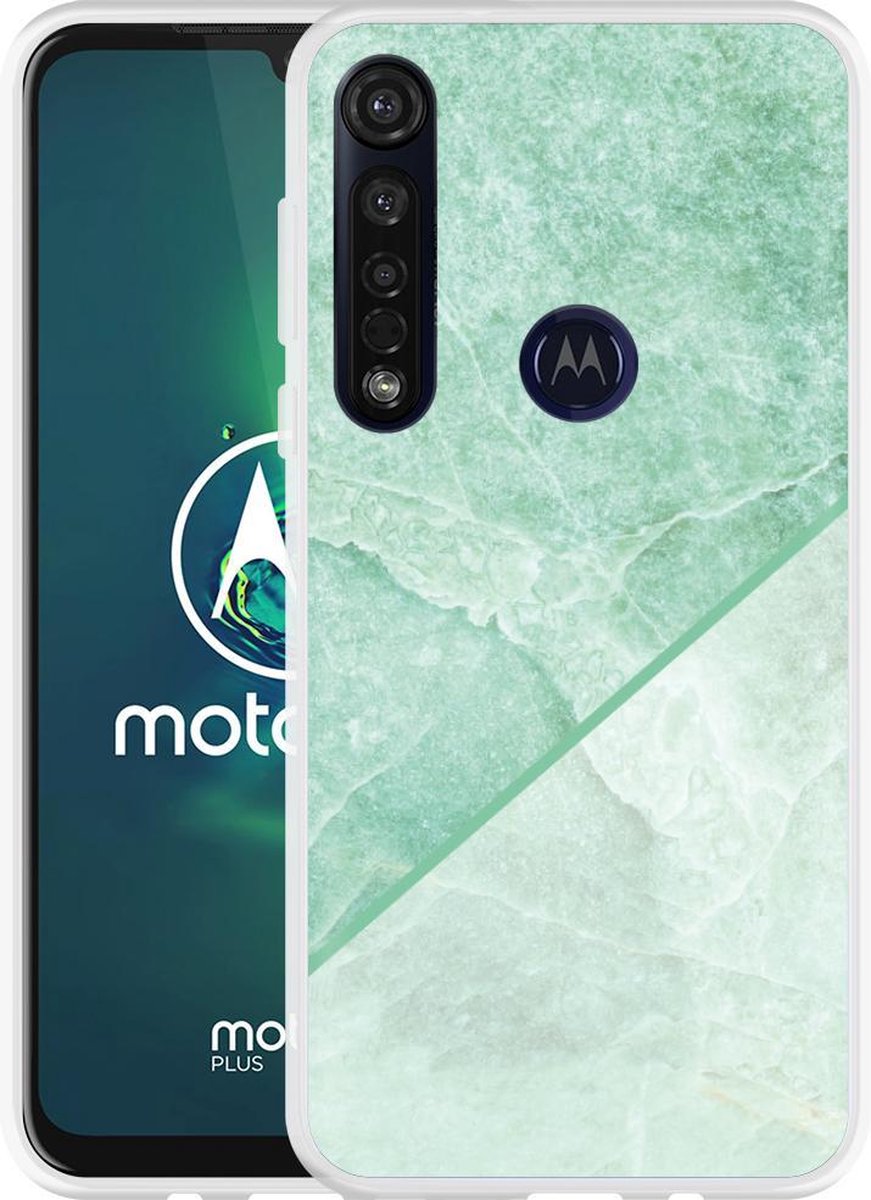 Motorola Moto G8 Plus Hoesje Green Marble - Designed by Cazy | bol.com