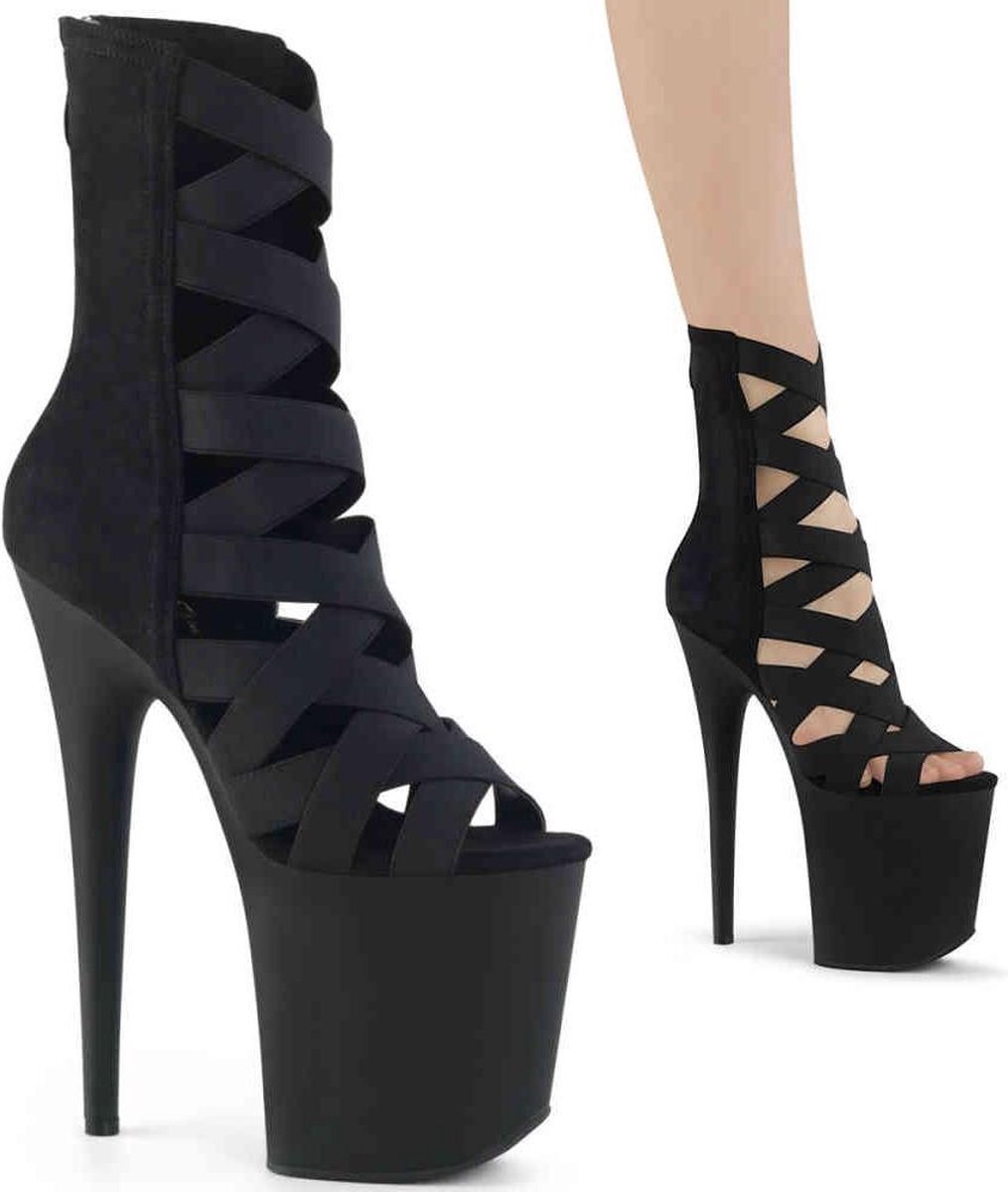 Pleaser - FLAMINGO80024 Plateau Laarzen, Paaldans schoenen - Paaldans schoenen - 36 Shoes - Zwart