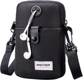 WEIXIER 8609 multifunctionele mobiele telefoon tas outdoor sport taille tas één Schoudertas (zwart)