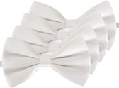 4x Witte verkleed vlinderstrikjes 12 cm voor dames/heren - Wit thema verkleedaccessoires/feestartikelen - Vlinderstrikken/vlinderdassen met elastieken sluiting