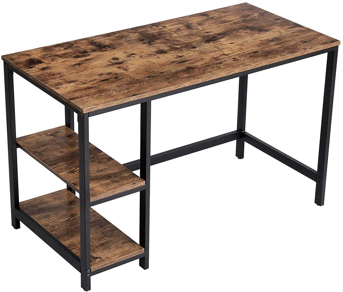 MrMarketplace Bureau - Computertafel met 2 planken - Industrieel - Bruin - 120 x 75 x 60 cm