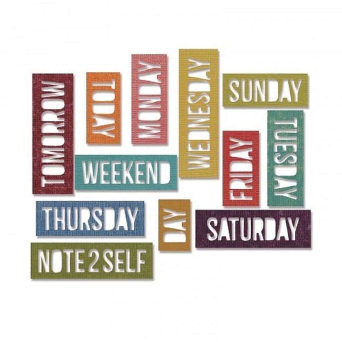 Sizzix Thinlits set by Tim Holtz, 12 stanzen, Weekdagen Block