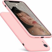 Silicone case geschikt voor Apple iPhone Xr + gratis glazen Screenprotector - roze