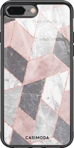 iPhone 8 Plus/7 Plus hoesje glass - Stone grid marmer | Apple iPhone 8 Plus case | Hardcase backcover zwart