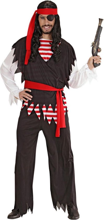 Widmann - Piraat & Viking Kostuum - Hedendaagse Zeerover Kostuum Man - Rood, Zwart - Medium - Carnavalskleding - Verkleedkleding