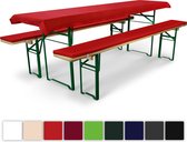 Beautissu Comfort XS gewatteerde bierbankkussentjes & tafelkleed voor bierbank 220x70cm rood