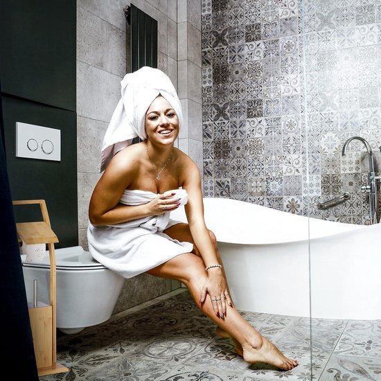 Relaxdays toiletaccessoires set, staande wc-rol standaard