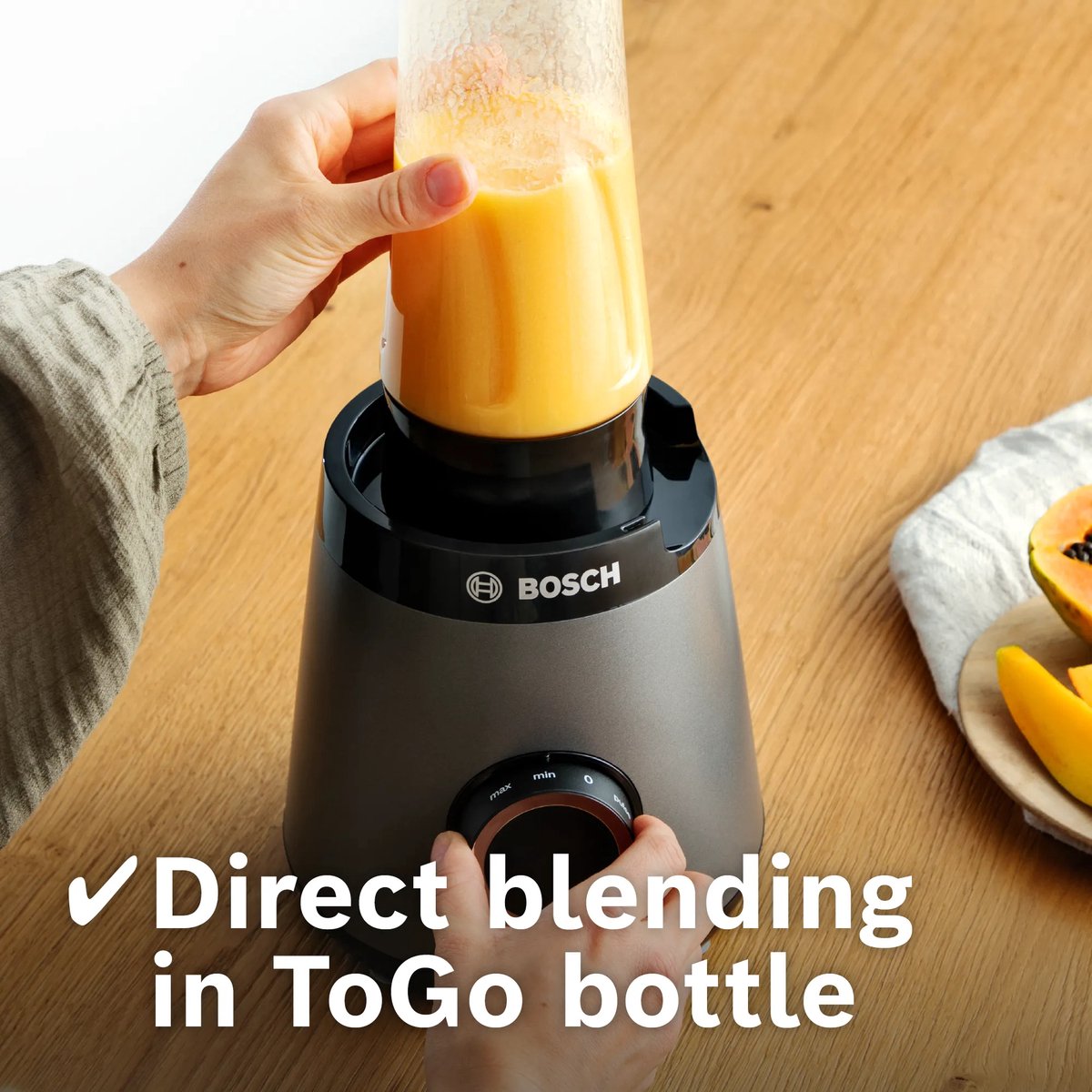 Bosch MMB6177S VitaPower Serie 4 - Blender - Zilver - 1200W - ToGo Bottle 0,6 l, Kunststof hakmolen – foto 8