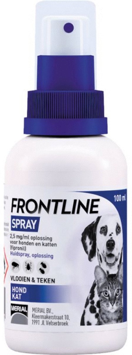 2x100 ml Frontline Spray 2,5 mg/ml voor Hond/Kat tegen vlooien