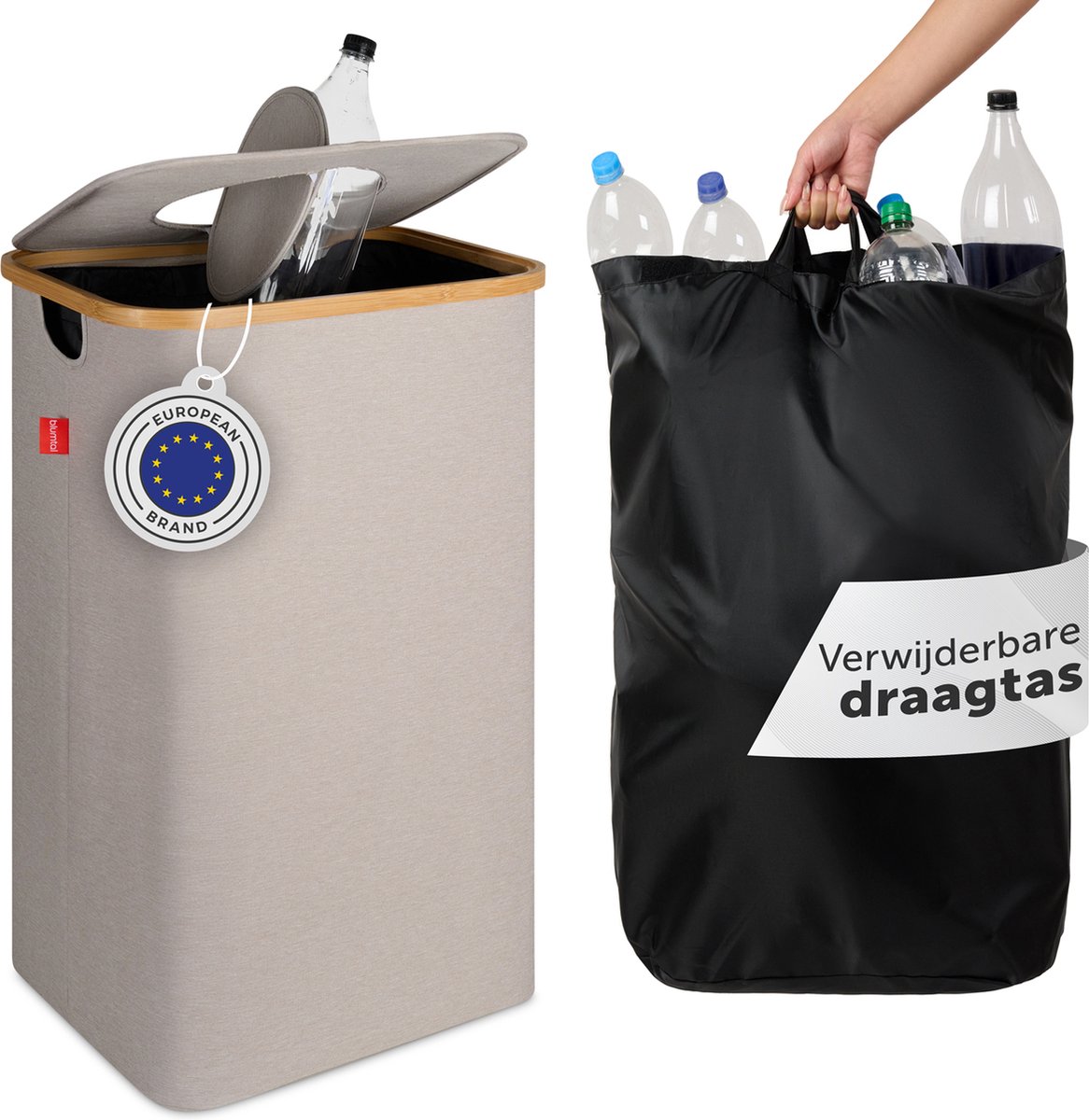 Blumtal - Afvalscheiding - Recycle afvalbak - 100L - Statiegeld container - Lege Flessen - Beige