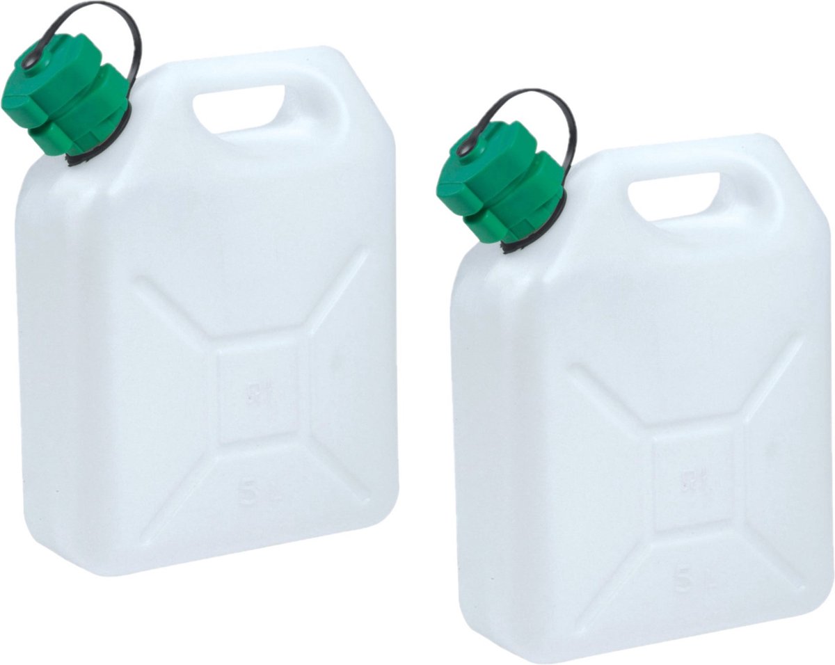 EDA jerrycan voor brandstof - 2x stuks - L24 x B11 x H30 cm - 5 liter - kunststof - benzine / diesel
