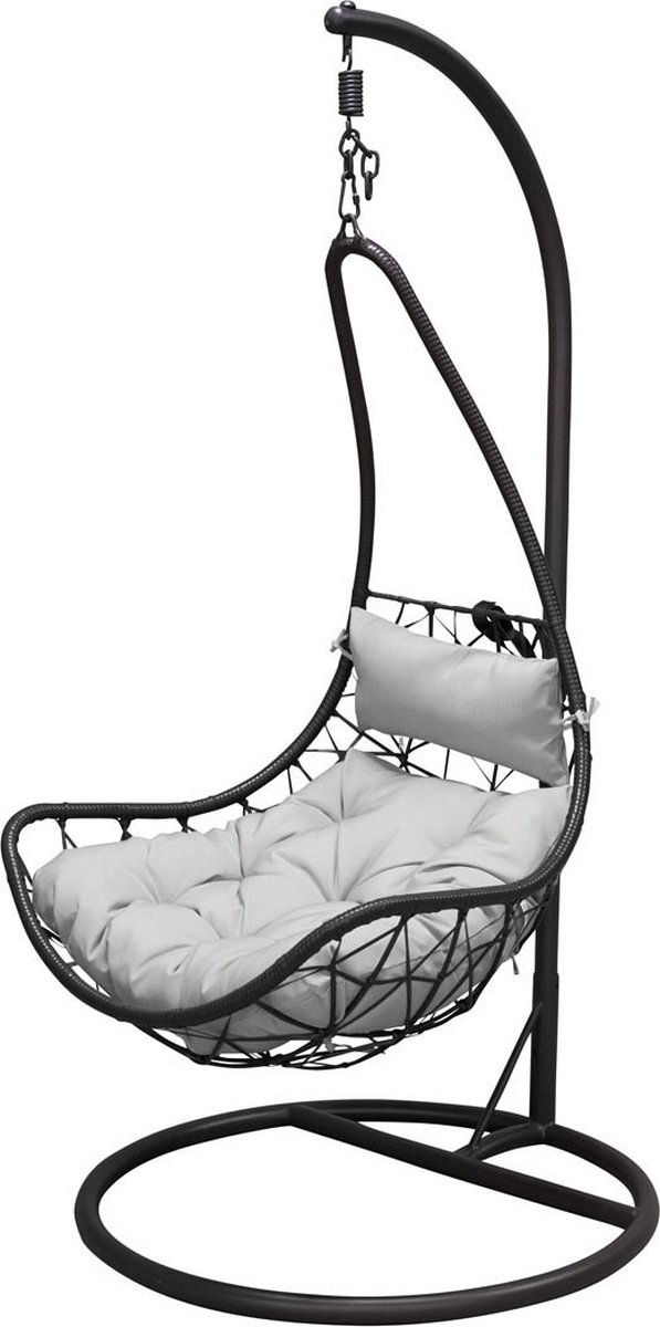 Hioshop Vide hangende tuinstoel zwartgrijs.