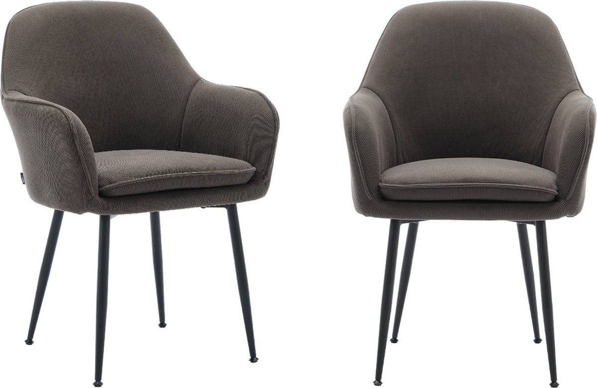 sweeek - Set van 2 corduroy fauteuils met matzwarte metalen poten, b 57 x d 59 x h 84,5