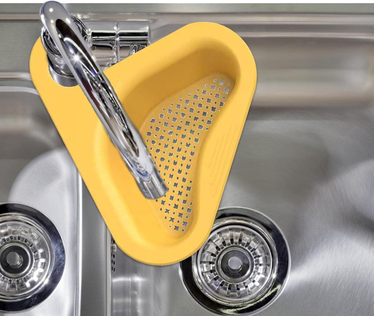 Goedkoopste IBBO Shop - 2x Gootsteen Organizer - Afvoerzeef - Gootsteen Plug - Gootsteen Bakje - Gootsteen Afvalbakje - Gootsteen Vergiet - Gootsteen Zeef Plastic - Gootsteen Zeefje - Zwaanvorm - 2 STUKS - Geel