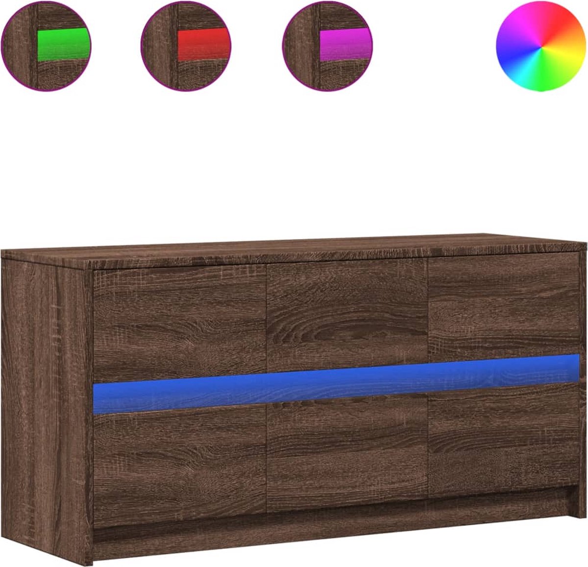 vidaXL - Tv-meubel - met - LED - 100x34x50 - cm - bewerkt - hout - bruin - eikenkleurig