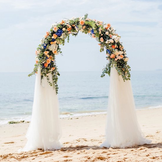 Outdoor bruiloft bogen for ceremonie, ronde bruiloft boog, tuin boog, houten boog, hout achtergrond staan, for huwelijksceremonie partij voorstel tuin strand bos decoratie