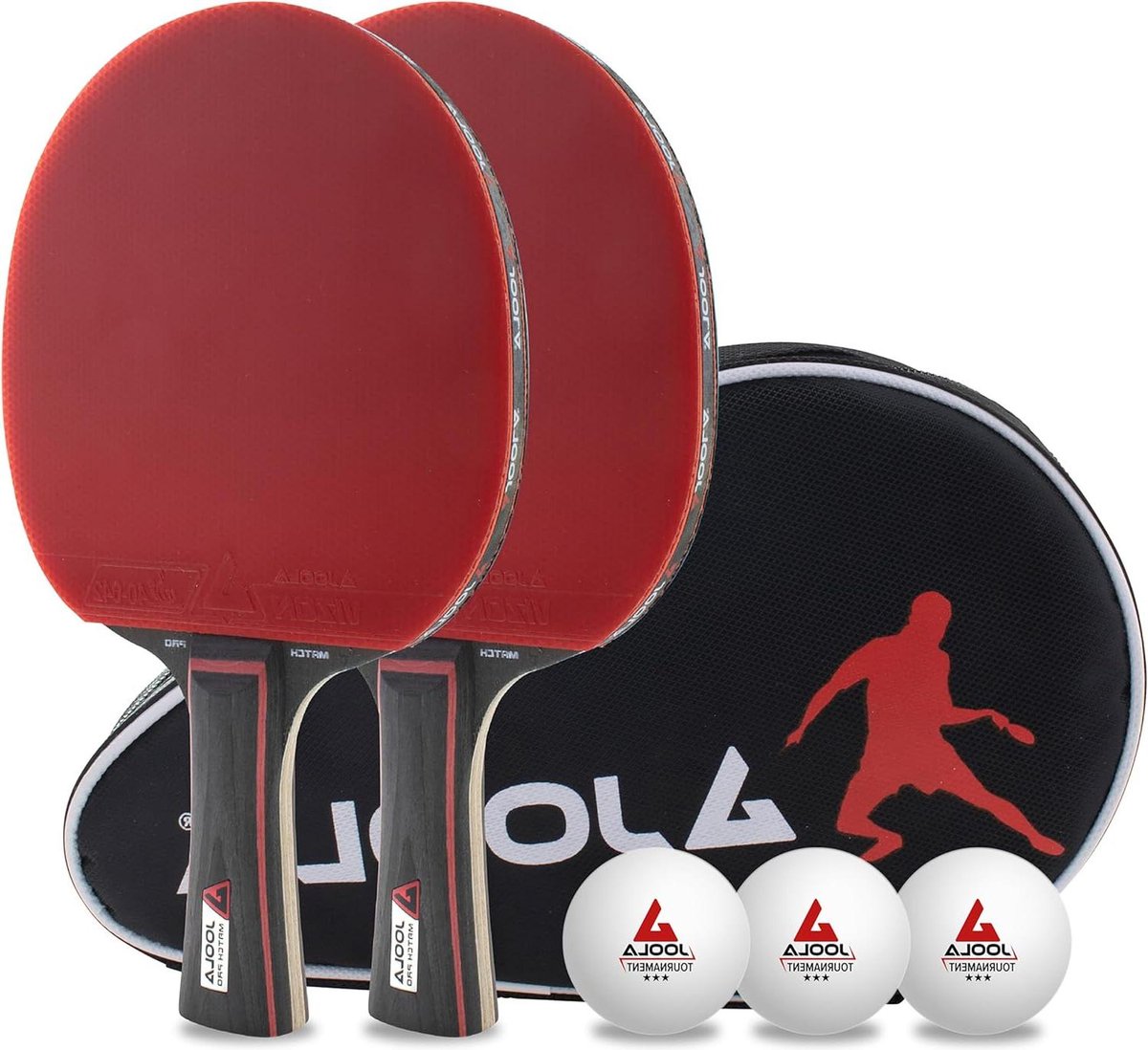 Tafeltennisset Duo PRO 2 tafeltennisbatjes 3 tafeltennisballen tafeltennishoes rood-zwart 6-delig - hoge kwaliteit