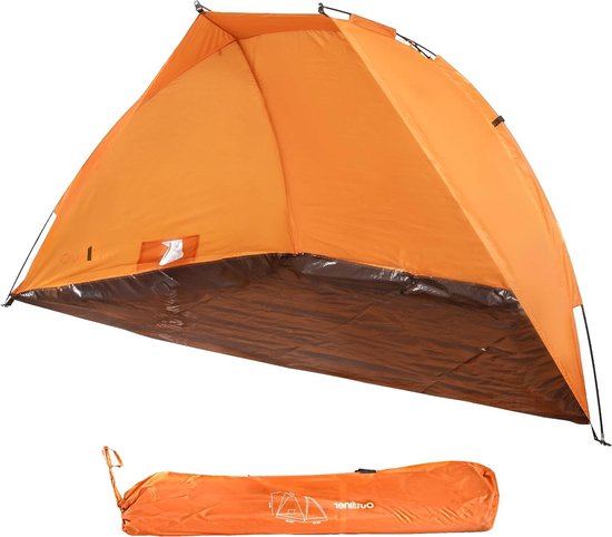 Pop-up strandtent, parasol, automatische zonwering 3-4 personen uv-bescherming draagbare tent, eenvoudig op te zetten babyluifel cabana geventileerd, lichtgewicht met draagtas (C