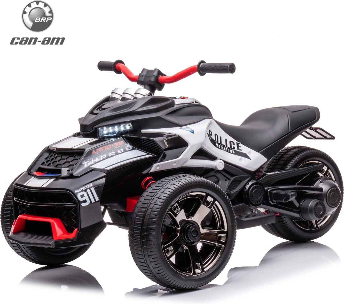 Racemonsterz Spyder Politie Elektrische Kindermotor Trike Wit Rood met Zwart Elektrische Kinderauto