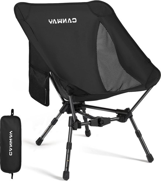 CANWAY Opvouwbare campingstoel, set van 2, ultralichte draagbare campingstoel, kleine pakmaat, stoel met draagvermogen van 180 kg, klapstoel, strandstoel, 2-delige set, legergroen