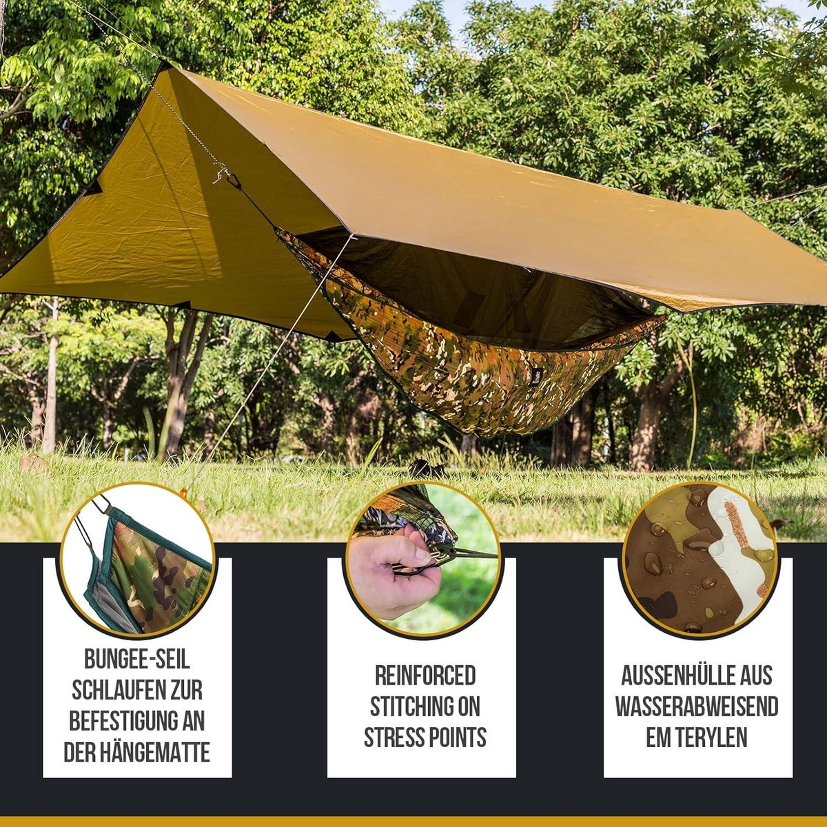 Hangmat onderdeken isolatiemat warmtebescherming voor hangmat outdoor wandelen kamperen 280 x 120 cm camo