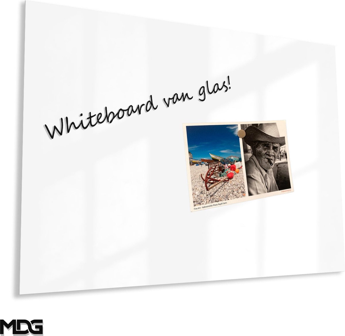 Designglas Glazen Whiteboard - Gehard Glas - Magneetbord - Memobord - Magnetisch - Krasbestendig - Frameless - 90x60cm - Spierwit